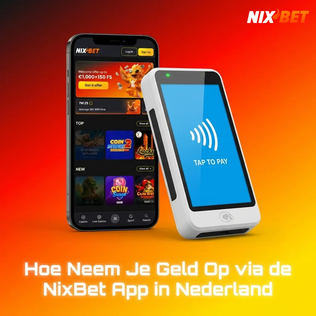 NixBet app withdrawal screen showing menu options and payment method selection for secure mobile transactions in Netherlands